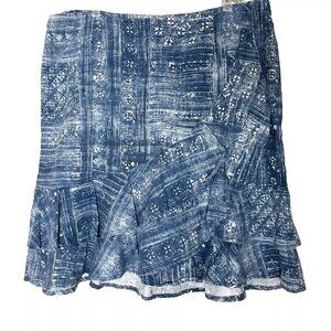 Ralph Lauren Faux Wrap Ruffle Linen Blend Skirt Size 16 Casual